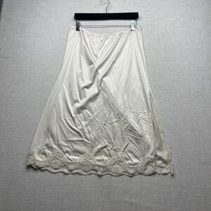 Vtg Adonna for J.C. Penny Nylon Lace Hem Slip Skirt Midi Ivory Maxi Sz 1X